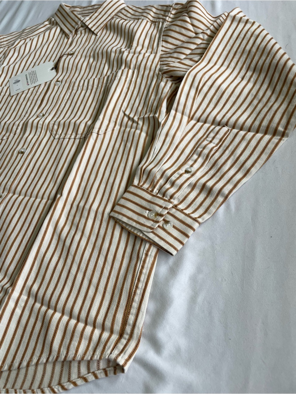 Banana Republic Cream & Tan Striped Button-Down Shirt - Picture 7 of 9